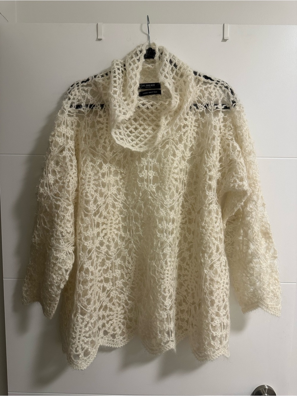 She and Her Hand Knit Wool and Rabbit Hair Turtleneck Sweater